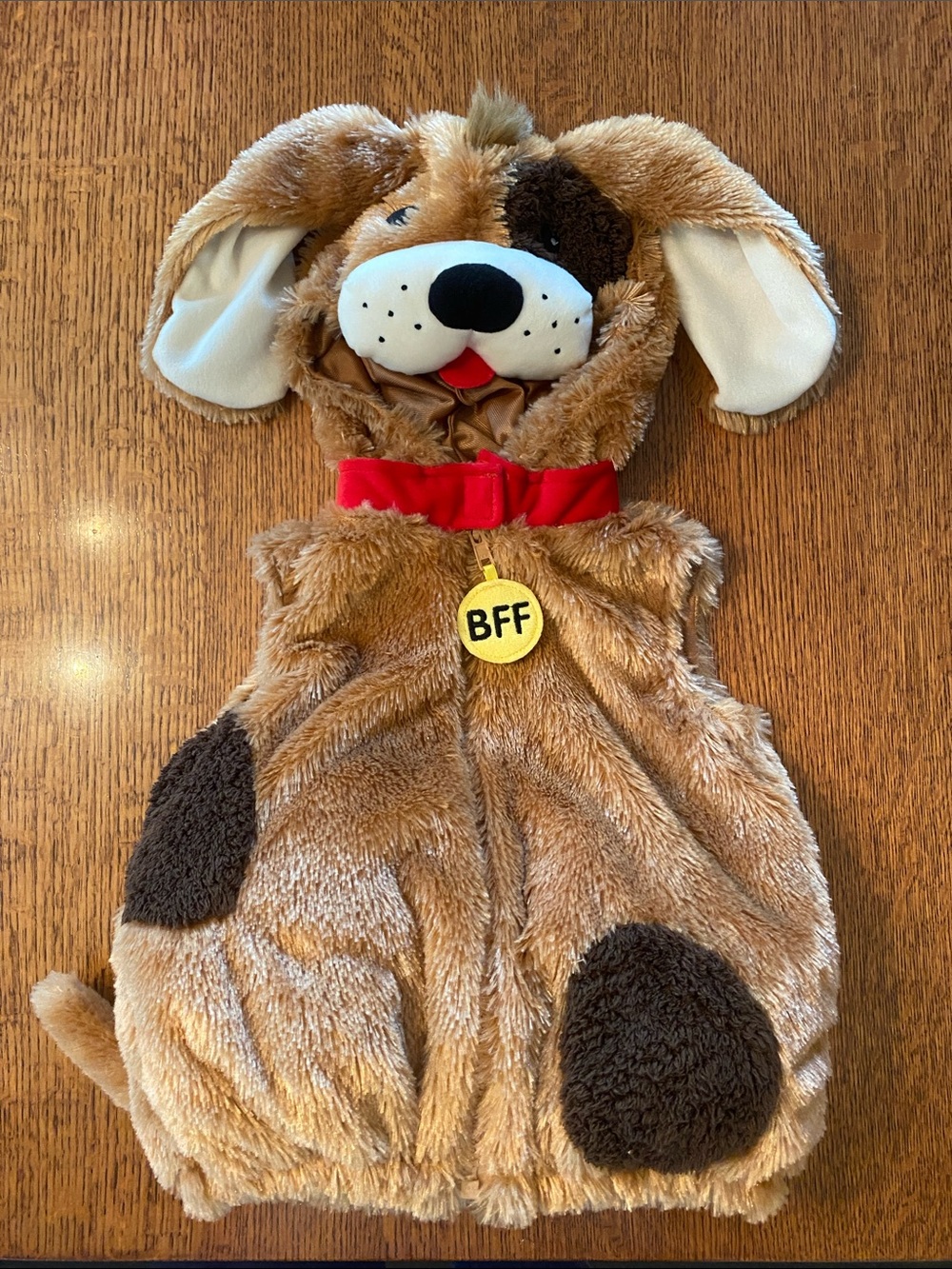 Brown Puppy Dog Kids Costume with Red Collar - Unbranded